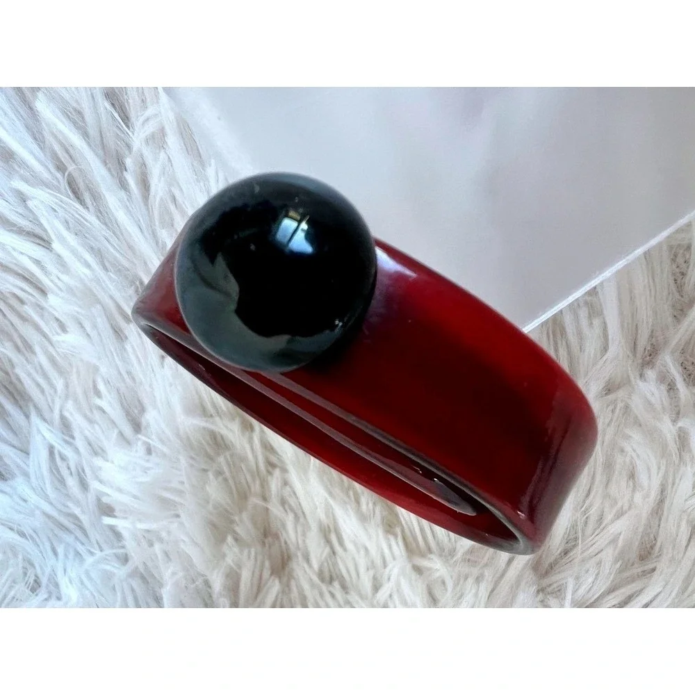 Vintage Lucite Bracelet Cherry Red Petite Small Wrist Mod Artwear Mid‎ Century